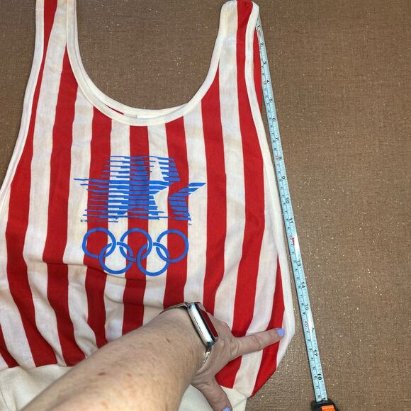 Vintage Levi's 1980 Los Angeles USA Olympic Committee Tank Top Crop Stripes Sz S - Picture 11 of 13